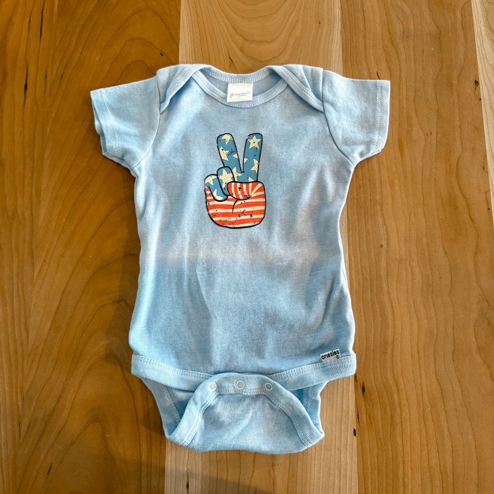 PEACE Blue Tie Dyed Baby Onesie New 18months